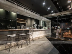 Dark Modern Beverage Cafe Seating Layout