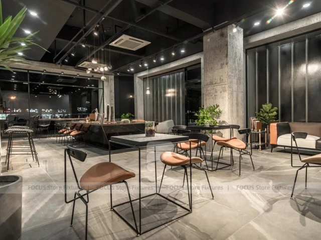 Dark Modern Beverage Cafe Seating Layout