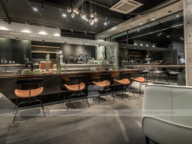 Dark Modern Beverage Cafe Seating Layout