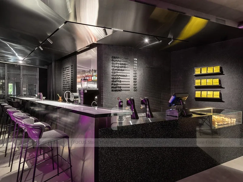 Dark Purple Beverage Bar Counter Layout