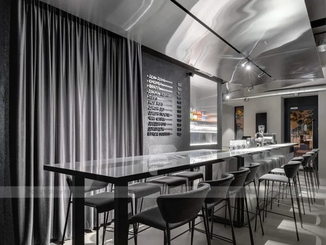 Dark Purple Beverage Bar Counter Layout