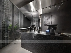 Dark Purple Beverage Bar Counter Layout