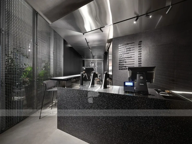 Dark Purple Beverage Bar Counter Layout