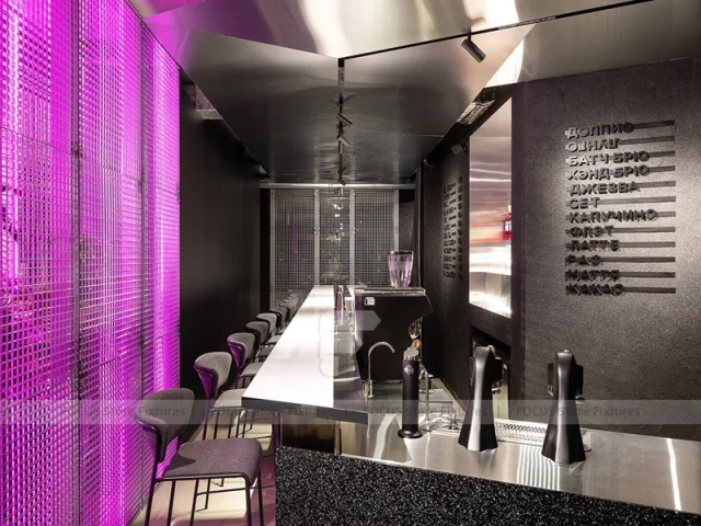 Dark Purple Beverage Bar Counter Layout