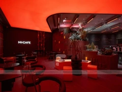 Dark Red Neon Beverage Counter Bar