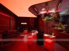 Dark Red Neon Beverage Counter Bar