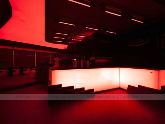 Dark Red Neon Beverage Counter Bar