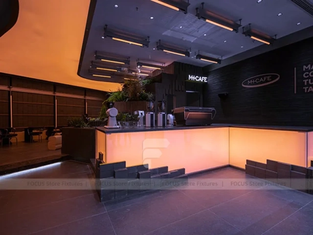 Dark Red Neon Beverage Counter Bar