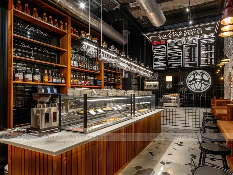 Dark Wood Coffee And Dessert Counter