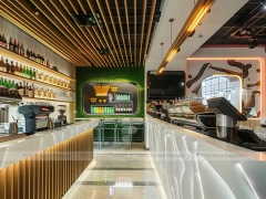 Dark Wood Coffee And Dessert Counter