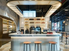 Dark Wood Coffee And Dessert Counter