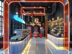Dark Wood Coffee Bar Seating Counter