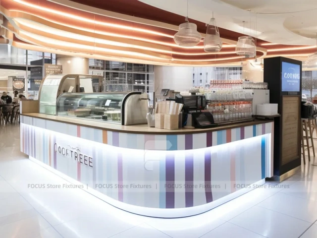 Dark Wood Coffee Bar Seating Counter