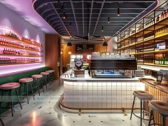 Dark Wood Coffee Bar Seating Layout