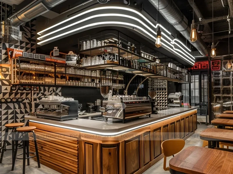Dark Wood Coffee Island Bar Layout