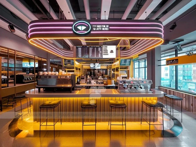 Dark Wood Coffee Island Bar Layout