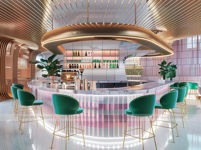 Dark Wood Coffee Island Bar Layout