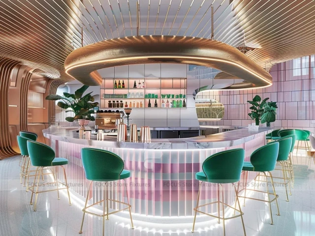Dark Wood Coffee Island Bar Layout