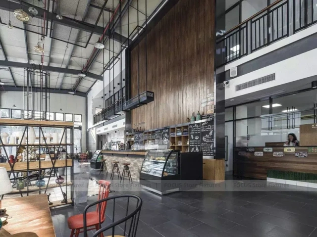 Double Height Wood Coffee Roastery Bar