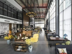 Double Height Wood Coffee Roastery Bar