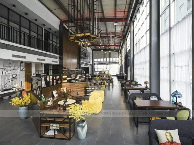 Double Height Wood Coffee Roastery Bar