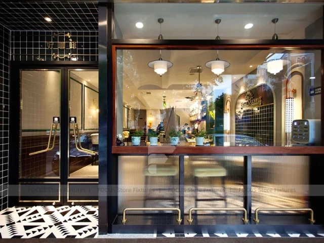 Framed Window Beverage Cafe Entrance Design