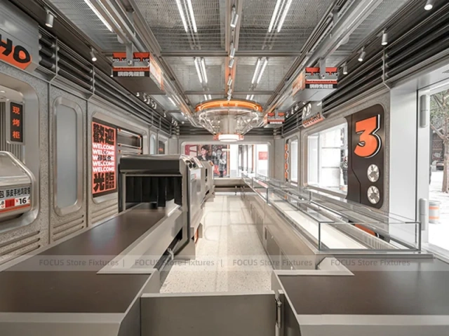 Futuristic Beverage Shop Service Line Layout