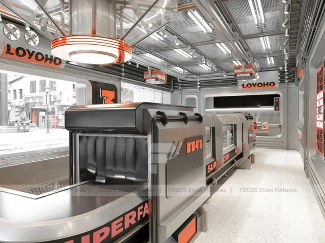 Futuristic Beverage Shop Service Line Layout