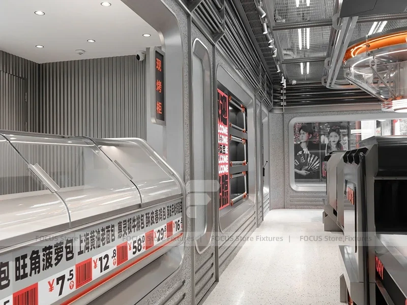 Futuristic Beverage Shop Service Line Layout