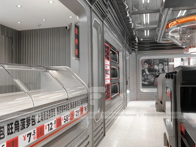 Futuristic Beverage Shop Service Line Layout