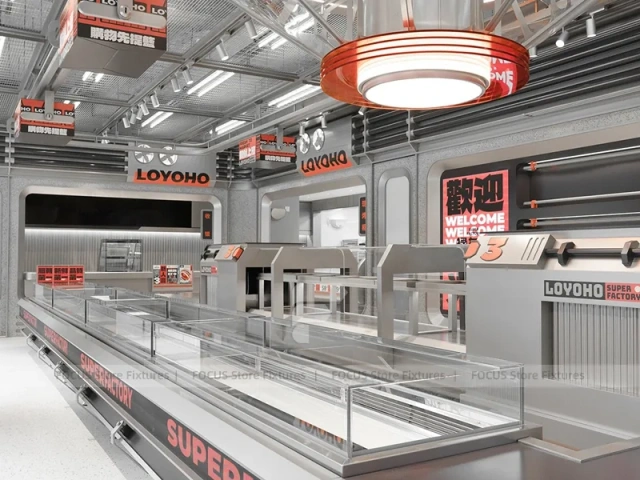Futuristic Beverage Shop Service Line Layout