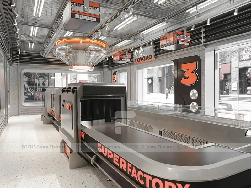 Futuristic Beverage Shop Service Line Layout