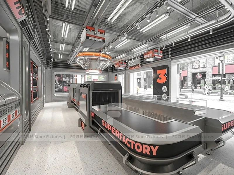Futuristic Beverage Shop Service Line Layout
