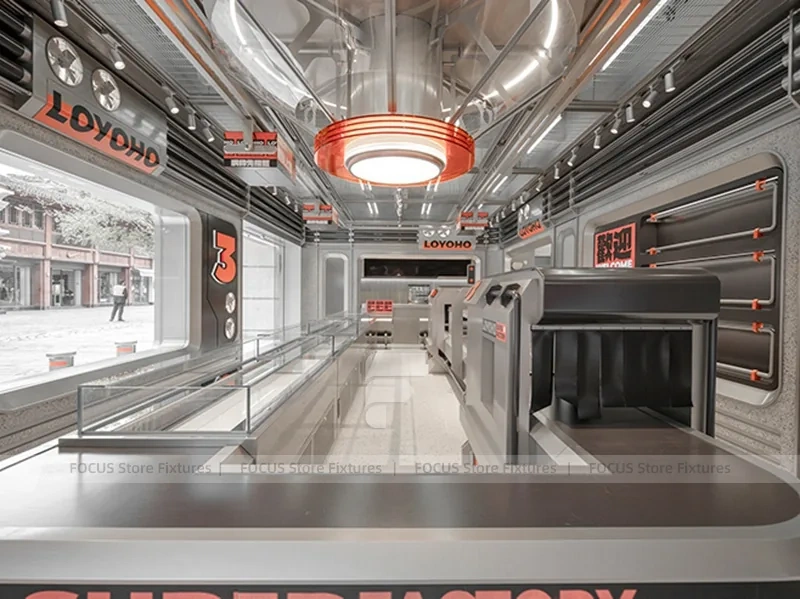 Futuristic Beverage Shop Service Line Layout