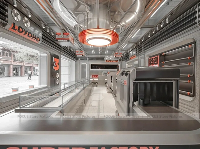 Futuristic Beverage Shop Service Line Layout