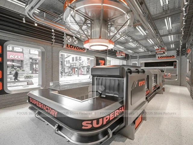 Futuristic Beverage Shop Service Line Layout