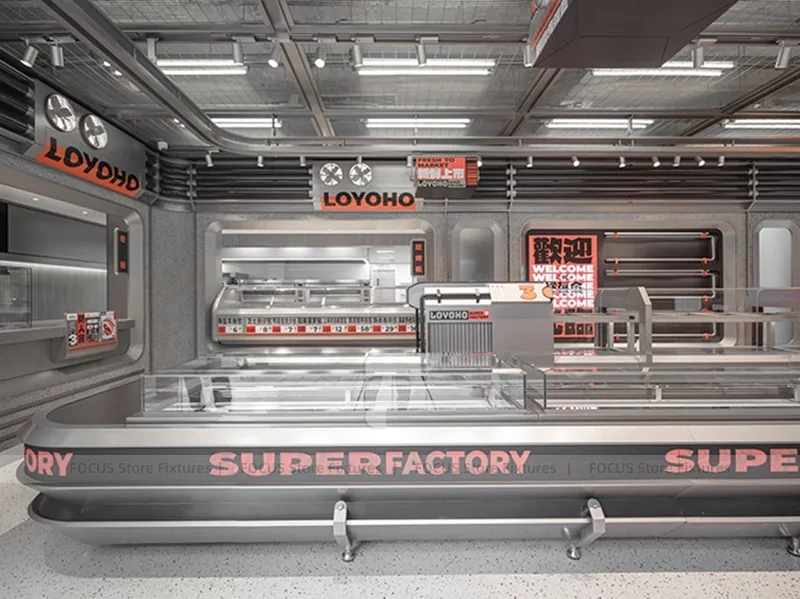 Futuristic Beverage Shop Service Line Layout