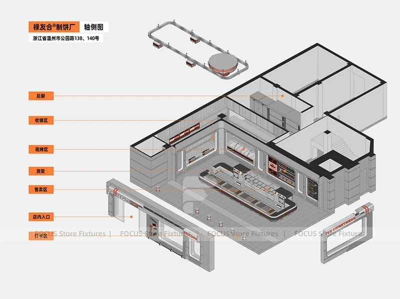 Futuristic Beverage Shop Service Line Layout