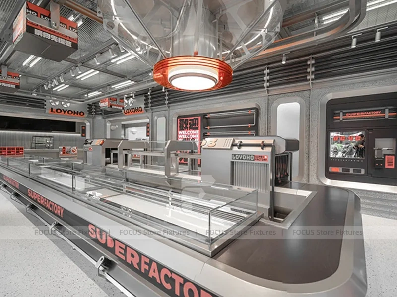 Futuristic Beverage Shop Service Line Layout