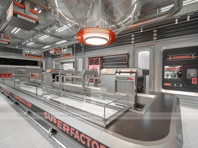 Futuristic Beverage Shop Service Line Layout