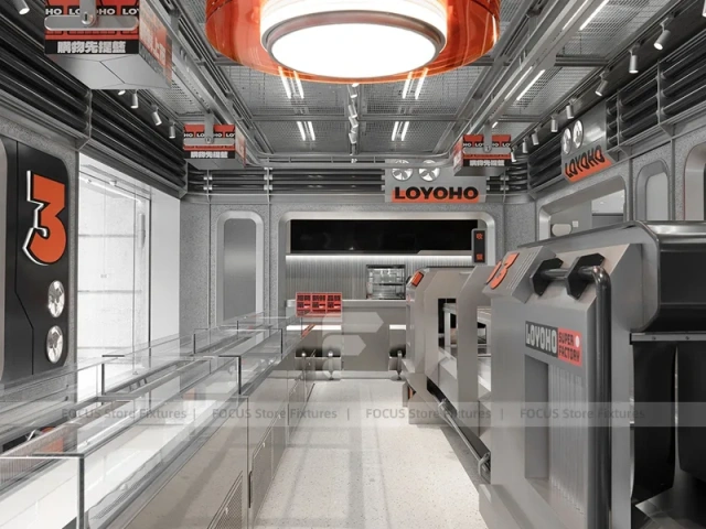 Futuristic Beverage Shop Service Line Layout