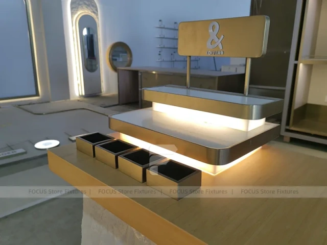 Gold And White Beverage Service Counter