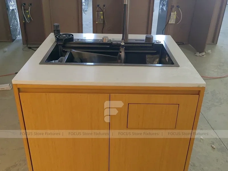 Gold And White Beverage Service Counter