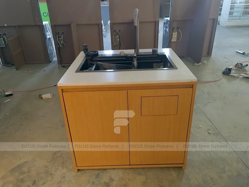 Gold And White Beverage Service Counter