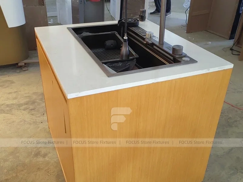 Gold And White Beverage Service Counter