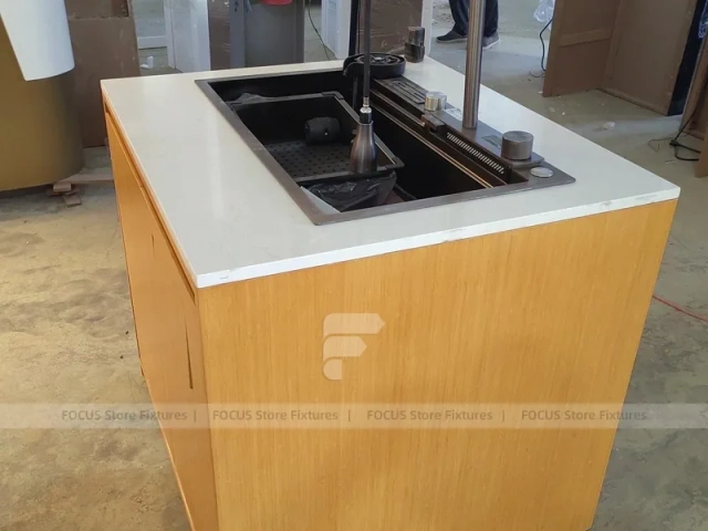 Gold And White Beverage Service Counter
