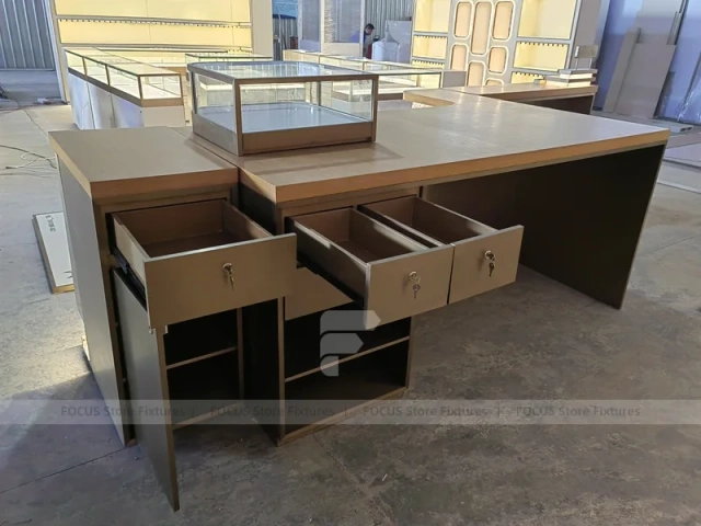 Gold And White Beverage Service Counter