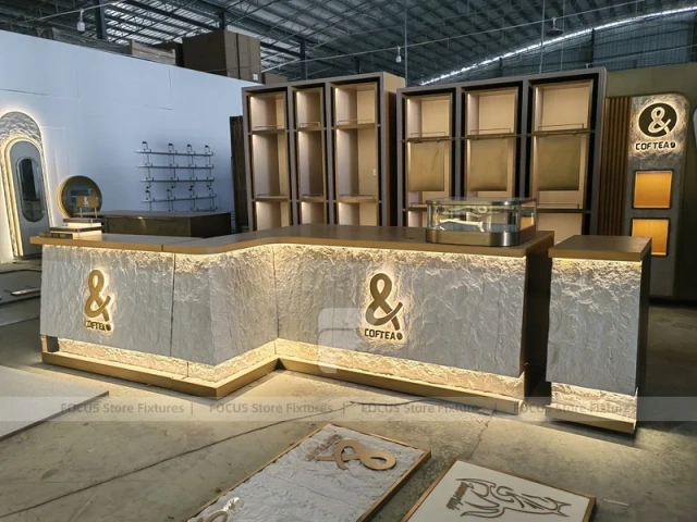 Gold And White Beverage Service Counter