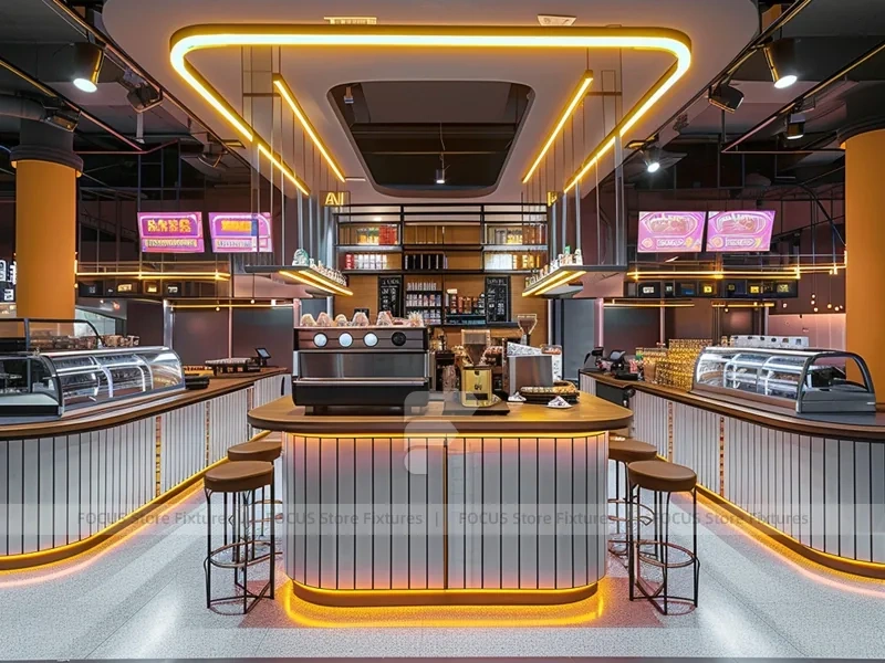 Gold Ceiling Beverage Island Kiosk