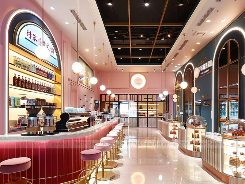 Gold Ceiling Beverage Island Kiosk
